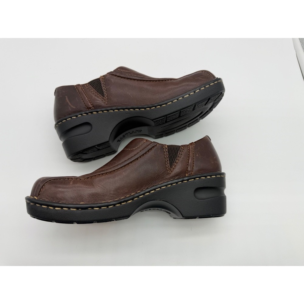 Eastland Tracie Womens Brown Leather Slip On Clogs Platform Loafers Size‎ 6M